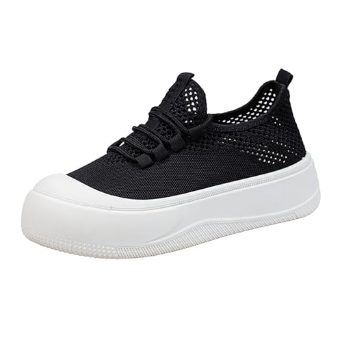 Sneaker Damen Freizeitschuhe Sommer Mesh Atmungsaktiv Bequeme Walkingschuhe Einfarbig Slip On Dicker Sohle Dämpfung Sportschuhe Outdoor Hiking Casual Sommerschuhe Mit Schnürsenkel,35-40 Eu von szvbofueck