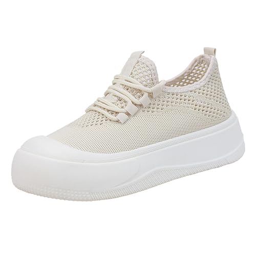 Sneaker Damen Freizeitschuhe Sommer Mesh Atmungsaktiv Bequeme Walkingschuhe Einfarbig Slip On Dicker Sohle Dämpfung Sportschuhe Outdoor Hiking Casual Sommerschuhe Mit Schnürsenkel,35-40 Eu von szvbofueck