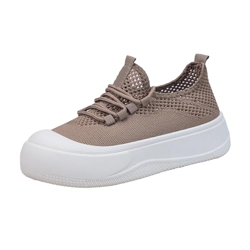 Sneaker Damen Freizeitschuhe Sommer Mesh Atmungsaktiv Bequeme Walkingschuhe Einfarbig Slip On Dicker Sohle Dämpfung Sportschuhe Outdoor Hiking Casual Sommerschuhe Mit Schnürsenkel,35-40 Eu von szvbofueck