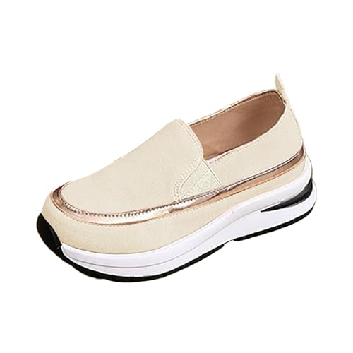 Sneaker Damen Sportschuhe Sommer Atmungsaktiv Dicker Sohle Freizeitschuhe Einfarbig Slip On Weiche Sohle Dämpfung Joggingschuhe Outdoor Große Größen Walkingschuhe,35-41 EU von szvbofueck