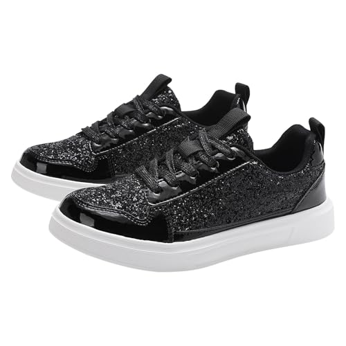Sneaker Damen Sportschuhe Sommer Atmungsaktiv Pailletten Walkingschuhe Einfarbig Slip On Flache Bequeme Freizeitschuhe Outdoor Running Casual Joggingschuhe Mit Schnürsenkel,35-40.5 EU von szvbofueck