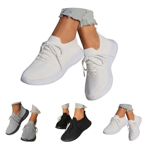 Sneaker Damen Sportschuhe Sommer Mesh Atmungsaktiv Leichtgewichts Turnschuhe Leichtgewichts Einfarbig Slip On Weiche Sohle Walkingschuhe Outdoor Running Workout Joggingschuhe Mit Schnürsenkel,35-41 Eu von szvbofueck