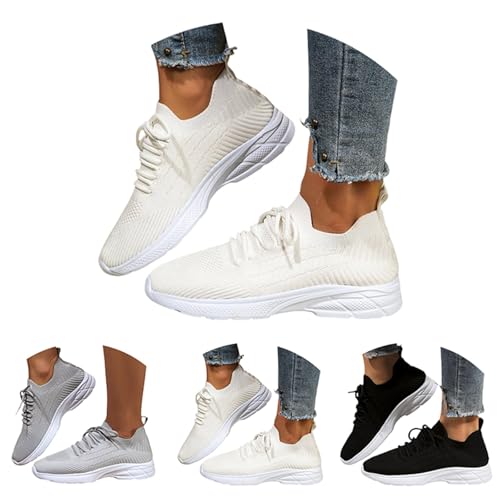 Sneaker Damen Sportschuhe Sommer Mesh Atmungsaktiv Leichtgewichts Walkingschuhe Einfarbig rutschfeste Weiche Sohle Bequeme Joggingschuhe Outdoor Workout Casual Sommerschuhe Mit Schnürsenkel,35-41 Eu von szvbofueck