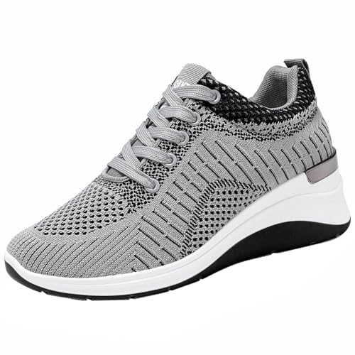 Sneaker Damen Sportschuhe Sommer Mesh Atmungsaktiv Slope Heel Turnschuhe Einfarbig Slip On Dicker Sohle Dämpfung Walkingschuhe Outdoor Running Workout Joggingschuhe Mit Schnürsenkel,35.5-39.5 EU Sneaker Damen Sportschuhe Sommer Mesh Atmungsaktiv Slope Heel Turnschuhe Einfarbig Slip On Dicker Sohle Dämpfung Walkingschuhe Outdoor Running Workout Joggingschuhe Mit Schnürsenkel,35.5-39.5 EU von szvbofueck