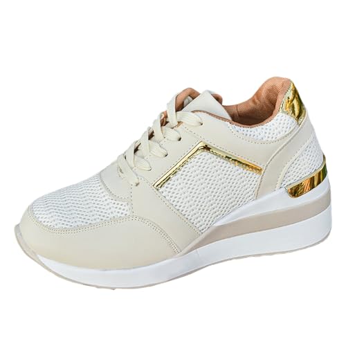 Sneaker Damen Sportschuhe Sommer Mesh Atmungsaktiv Slope Heel Walkingschuhe Einfarbig Leichtgewichts Slip On Bequeme Joggingschuhe Outdoor Running Workout Sommerschuhe Mit Schnürsenkel,35-41 Eu von szvbofueck