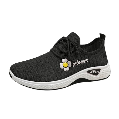 Sneaker Damen Sportschuhe Sommer Strick Mesh Atmungsaktiv Laufschuhe Einfarbig Leichtgewichts Weiche Sohle Walkingschuhe Outdoor Slip On Bequeme Sommerschuhe Mit Schnürsenkel,35-39 Eu von szvbofueck