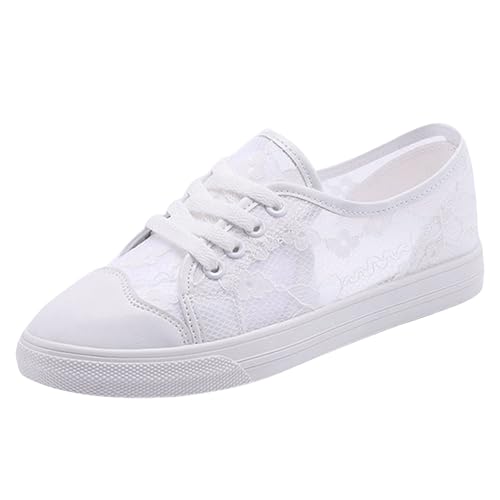 Sneaker Damen Walkingschuhe Sommer Mesh Atmungsaktiv Leichtgewichts Sportschuhe Einfarbig Slip On Flache Bequeme Freizeitschuhe Outdoor Running Casual Sommerschuhe Mit Schnürsenkel,34-39 Eu von szvbofueck