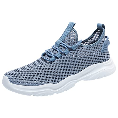 Sneaker Herren Sportschuhe Sommer Mesh Atmungsaktiv Leichtgewichts Joggingschuhe Einfarbig Slip On Weiche Sohle Dämpfung Walkingschuhe Outdoor Running Workout Sommerschuhe Mit Schnürsenkel,40-45 Eu von szvbofueck