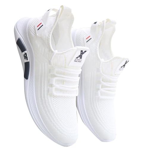 Sneaker Herren Sportschuhe Sommer Mesh Atmungsaktiv Leichtgewichts Turnschuhe Einfarbig Slip On Weiche Sohle Bequeme Walkingschuhe Outdoor Running Workout Joggingschuhe Mit Schnürsenkel,38-43 Eu von szvbofueck