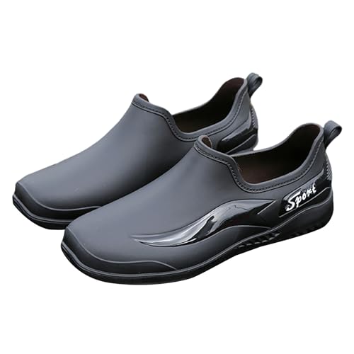 Stiefeletten Herren Kurzstiefel Sommer Wasserdicht rutschfeste Regenstiefeletten Einfarbig Flache Weiche Sohle Bequeme Regenstiefel Outdoor Schlamm Garten Regenschuhe,39.5-41.5 EU von szvbofueck