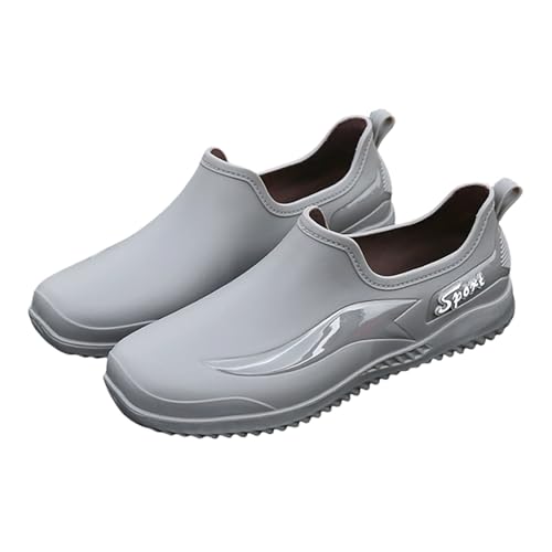 Stiefeletten Herren Kurzstiefel Sommer Wasserdicht Rutschfeste Regenstiefeletten Einfarbig Flache Weiche Sohle Bequeme Regenstiefel Outdoor Schlamm Garten Regenschuhe,39.5-41.5 Eu von szvbofueck