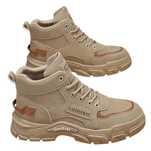 szvbofueck Arbeitsschuhe Herren Sneaker Sommer High-Top Dicker Sohle Slip On Sportschuhe Einfarbig Dämpfung Bequeme Stiefeletten Outdoor Running Workout Walkingschuhe Mit Schnürsenkel,39-41.5 EU von szvbofueck