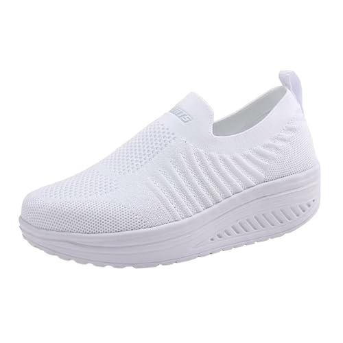szvbofueck Loafer Damen Sportschuhe Sommer Mesh Atmungsaktiv Dicker Sohle Freizeitschuhe Einfarbig Leichtgewichts Slip On Erhöhung Turnschuhe Outdoor Running Casual Sommerschuhe,35-40 Eu von szvbofueck