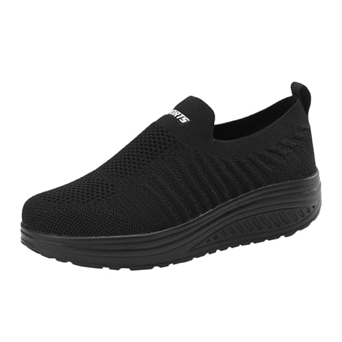 szvbofueck Loafer Damen Sportschuhe Sommer Mesh Atmungsaktiv Dicker Sohle Freizeitschuhe Einfarbig Leichtgewichts Slip On Erhöhung Turnschuhe Outdoor Running Casual Sommerschuhe,35-40 Eu von szvbofueck