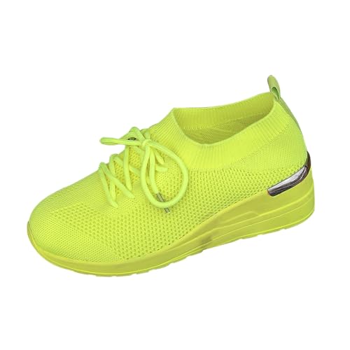 szvbofueck Loafer Damen Sportschuhe Sommer Mesh Atmungsaktiv Dicker Sohle Turnschuhe Einfarbig Leichtgewichts Bequeme Walkingschuhe Outdoor Running Workout Sommerschuhe Mit Schnürsenkel,36-41.5 EU von szvbofueck