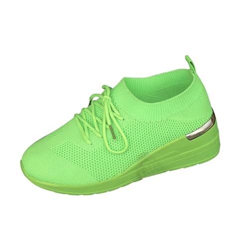szvbofueck Loafer Damen Sportschuhe Sommer Mesh Atmungsaktiv Dicker Sohle Turnschuhe Einfarbig Leichtgewichts Bequeme Walkingschuhe Outdoor Running Workout Sommerschuhe Mit Schnürsenkel,36-41.5 EU von szvbofueck