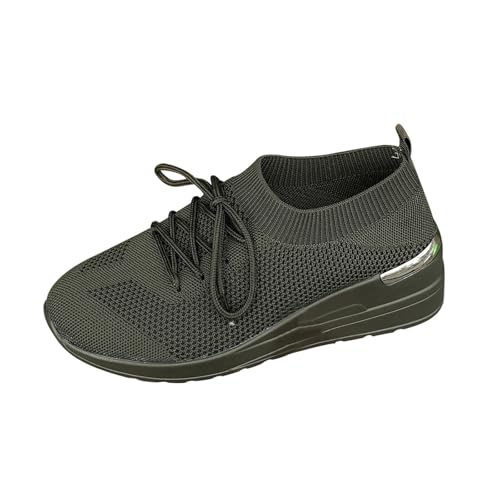 szvbofueck Loafer Damen Sportschuhe Sommer Mesh Atmungsaktiv Dicker Sohle Turnschuhe Einfarbig Leichtgewichts Bequeme Walkingschuhe Outdoor Running Workout Sommerschuhe Mit Schnürsenkel,36-41.5 EU von szvbofueck