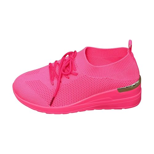 szvbofueck Loafer Damen Sportschuhe Sommer Mesh Atmungsaktiv Dicker Sohle Turnschuhe Einfarbig Leichtgewichts Bequeme Walkingschuhe Outdoor Running Workout Sommerschuhe Mit Schnürsenkel,36-41.5 EU von szvbofueck