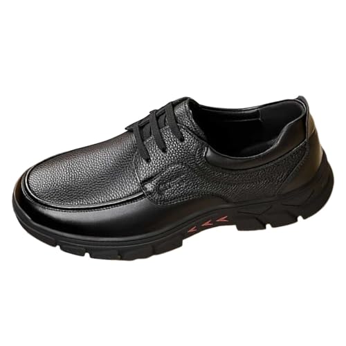 szvbofueck Mokassin Herren Businessschuhe Leder Weiche Sohle Atmungsaktiv Bequeme Freizeitschuhe Einfarbig rutschfeste Bequeme Lederschuhe Outdoor Business Loafer Mit Schnürsenkel,38-41.5 EU von szvbofueck