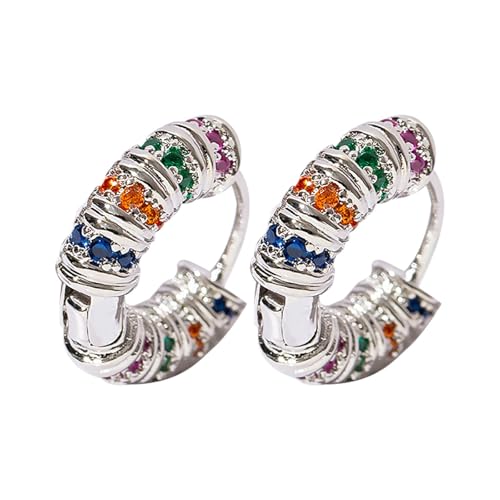 szvbofueck Personalized Creative Colorful Zirconia Wrap Earrings Setting Delicate Earrings 3 Ohrringe Set 925 Silber (White, One Size) von szvbofueck