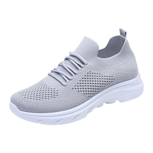 szvbofueck Sneaker Damen Sportschuhe Sommer Mesh Atmungsaktiv Slip On Turnschuhe Einfarbig Leichtgewichts Weiche Sohle Joggingschuhe Outdoor Running Workout Walkingschuhe Mit Schnürsenkel,35-40 Eu von szvbofueck