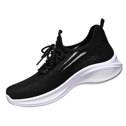 szvbofueck Sneaker Damen Sportschuhe Sommer Mesh Atmungsaktiv Turnschuhe Einfarbig Leichtgewichts Slip On Joggingschuhe Outdoor Running Workout Walkingschuhe Mit Schnürsenkel,34-40 Eu von szvbofueck