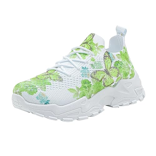 szvbofueck Sportschuhe Damen Sneaker Sommer Mesh Atmungsaktiv Joggingschuhe Trendy rutschfeste Weiche Sohle Dämpfung Walkingschuhe Outdoor Running Workout Walkingschuhe Mit Schnürsenkel,35-42 Eu von szvbofueck
