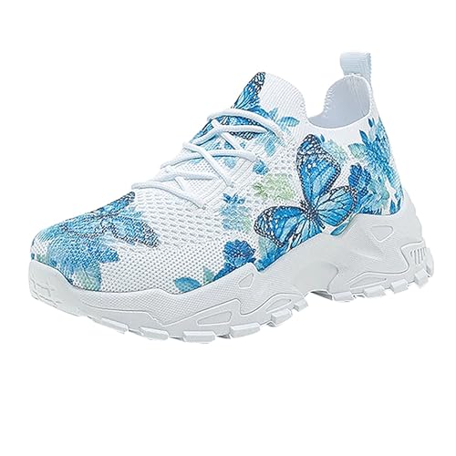 szvbofueck Sportschuhe Damen Sneaker Sommer Mesh Atmungsaktiv Joggingschuhe Trendy rutschfeste Weiche Sohle Dämpfung Walkingschuhe Outdoor Running Workout Walkingschuhe Mit Schnürsenkel,35-42 Eu von szvbofueck