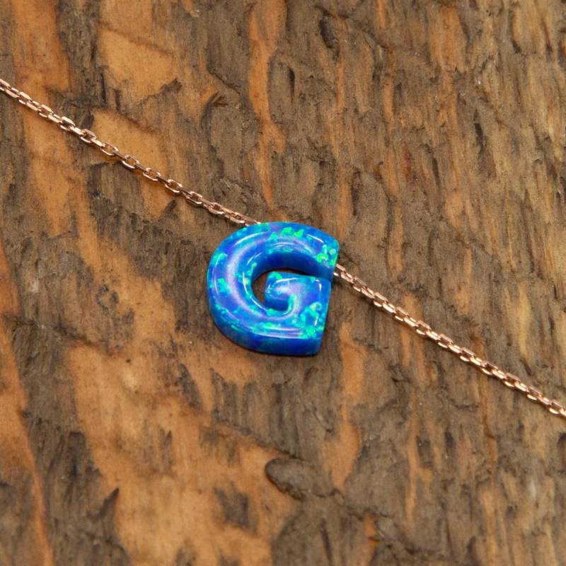 G Erste Halskette, Blau Opal G, Schmuck, Buchstabe Geschenk Für Sie, Rose Vergoldet Massiv Sterling Silber, 18" G Erste Halskette, Blau Opal G, Schmuck, Buchstabe Geschenk Für Sie, Rose Vergoldet Massiv Sterling Silber, 18" von tabluca