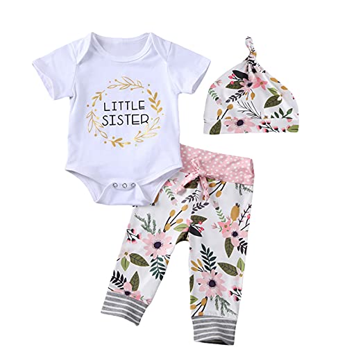 tabpole Kleine Große Schwester Passende Outfits Kurzarmhemd + Blumenhose + Stirnband für Mädchen von tabpole