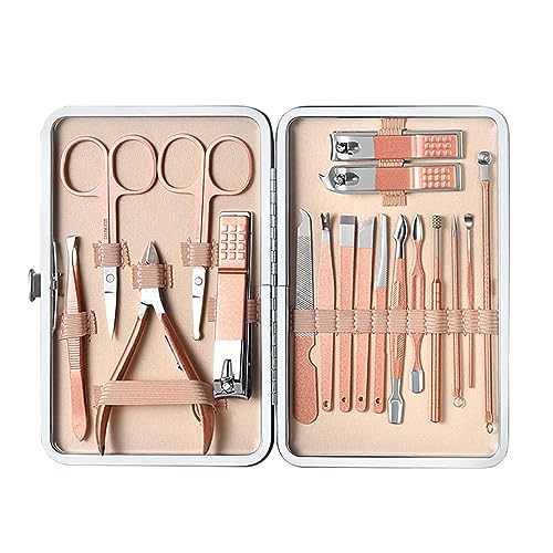 Nagelpflegeset, 18-teiliges Maniküre-Set aus Edelstahl, Nagelknipser-Pediküre-Set mit Etui, Nagelpflege-Werkzeuge für Frauen, Heim-Pediküre-Pflegewerkzeuge Tacery von tacery