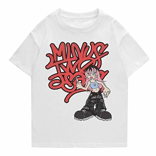 tacery Minus Zwei Ladungen | Hip Hop Y2K Minus Two T-Shirt | 90er-Jahre-Unisex-Graffiti-Print-Kurzarm-T-Shirts | Y2k Streetwear Tops Rundhalsausschnitt für Männer und Frauen, Schwarz L von tacery