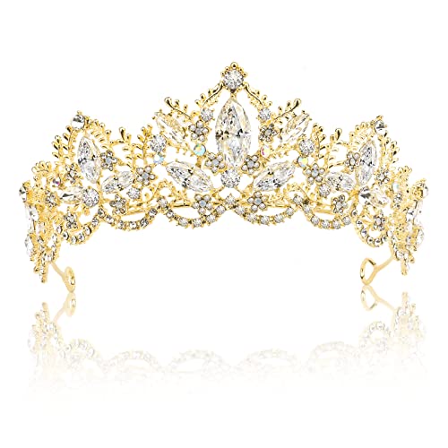 Prinzessin Tiara Kristall Krone Damen Prinzessin Krone Dold Prinzessin Tiara Crown Krone Mädchen Hochzeit Tiaras und Kronen für Frauen Strass Kristall Königin Tiara für Hochzeit,Festzüge von talifoca