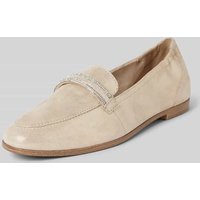 Tamaris Loafers aus Leder in unifarbenem Design in Ecru, Größe 39 von tamaris