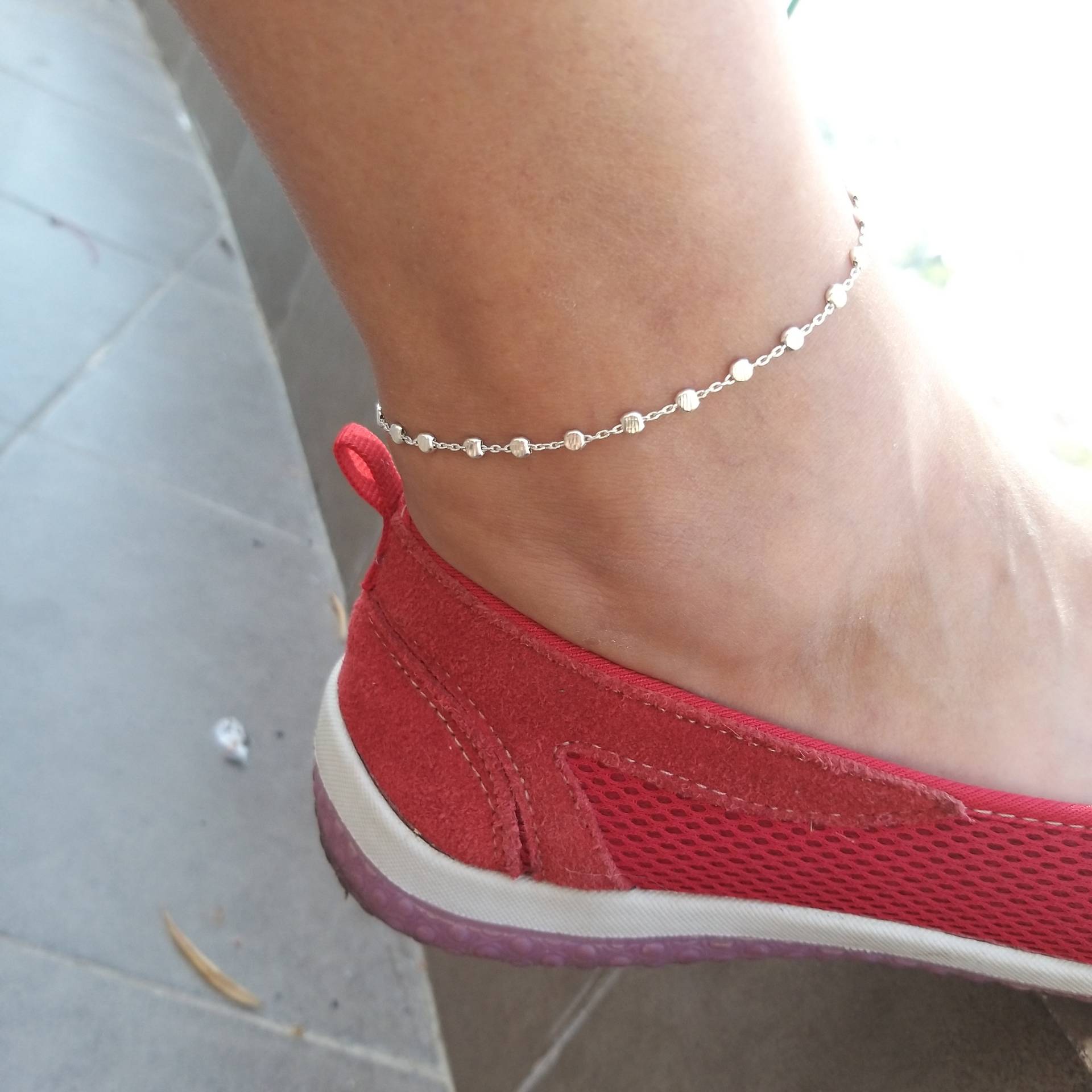 sterling Silber Kette Und Crushed Kugeln Glänzend Fußkette, Perlen-Armband, Körperschmuck von tamarmani