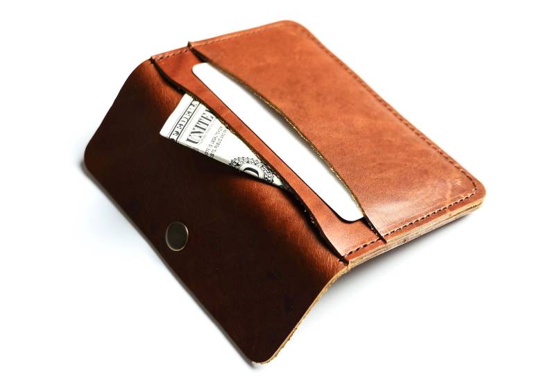 Leather Wallet, Small Personalized Minimalist Mens Card Custom Holder Wallet von tamiiStudio