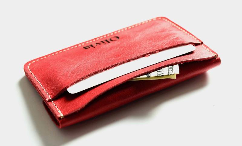 Leather Wallet, Small Personalized Minimalist Mens Card Custom Holder Wallet von tamiiStudio