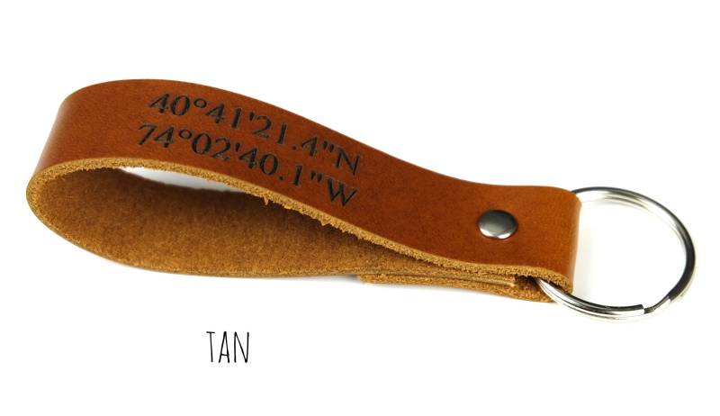 Personalized Keychain Leather, Coordinates, Keychain For Women, Boyfriend, Couples, Date, Key Chain, Fob von tamiiStudio