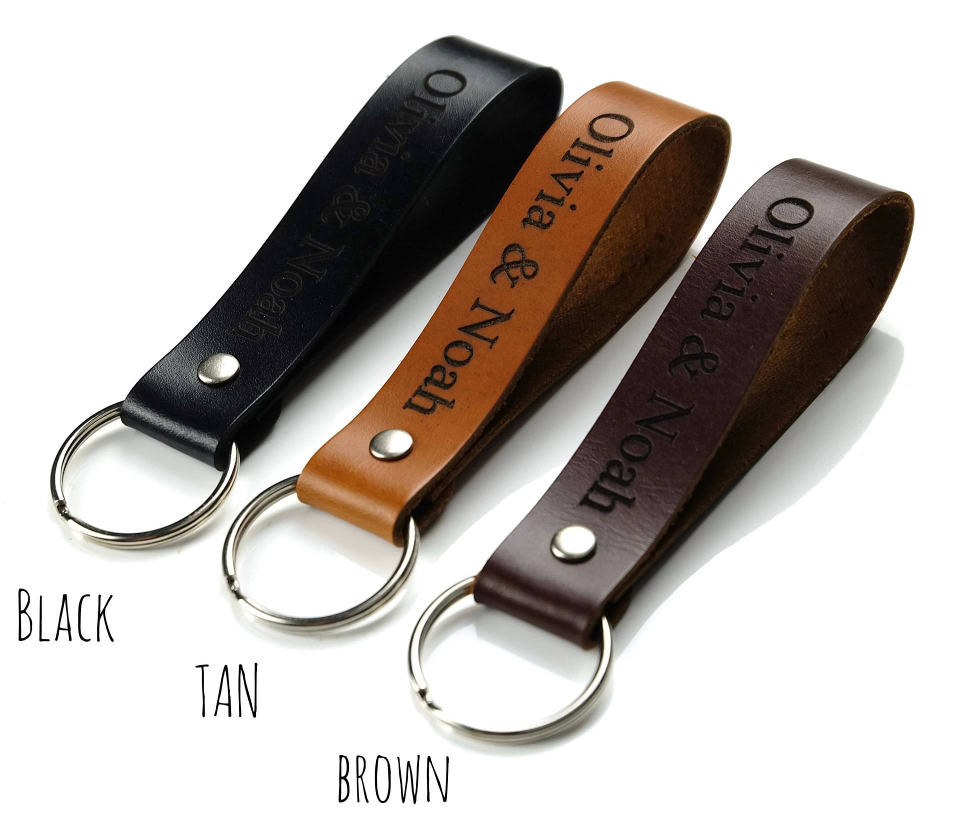 Personalized Keychain Leather, Keychains For Women, Wristlet, Men, Wallet, Boyfriend, Mom, Dad, Grandpa, Fob, Key Chain von tamiiStudio