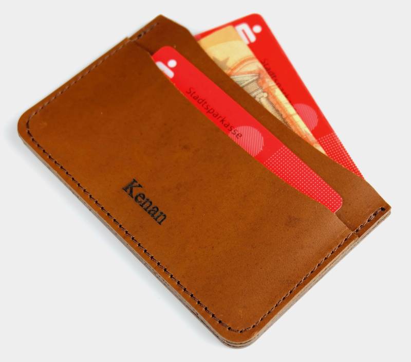 Personalized Leather Wallet, Small Personalized Minimalist Mens Card Custom Holder von tamiiStudio
