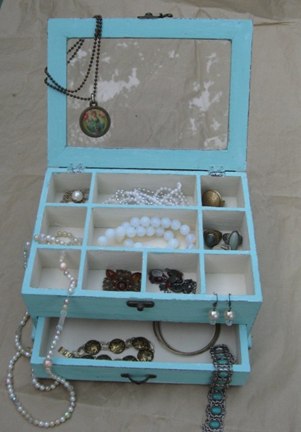 Hellblau & Creme Shabby Chic Home Decor Holz Schmuckschatulle Kaufen Sie 1 Aus Dem Shop Und Erhalten Kleines Geschenk von tammnoony