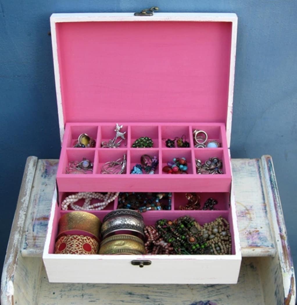 Schmuckschatulle Shabby Chic Home Decor Creme & Rosa , Shop von tammnoony