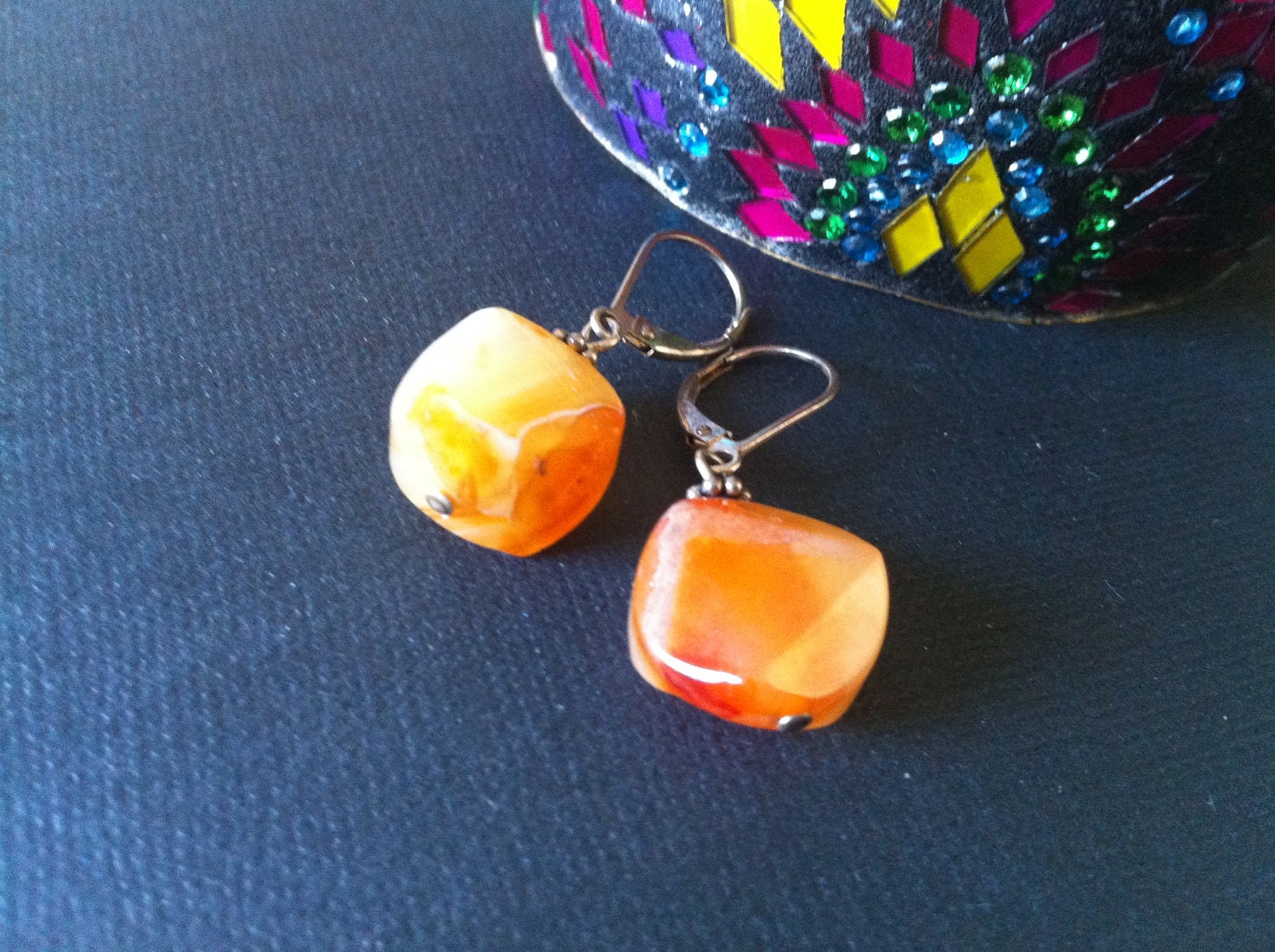 Achat-Ohrringe Aus Sterlingsilber, Naturstein-Ohrringe, Feine 925Er-Sterlingsilber-Ohrringe, Taneesi-Schmuck von taneesijewelry