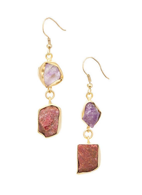 Amethyst Ohrringe-Drusy-Amethyst Gold Baumeln Ohrringe-Lünette Set-Minimalist Moderne Ohrringe-Drusy Türkisch-Druse Schmuck Taneesi Ae236R von taneesijewelry