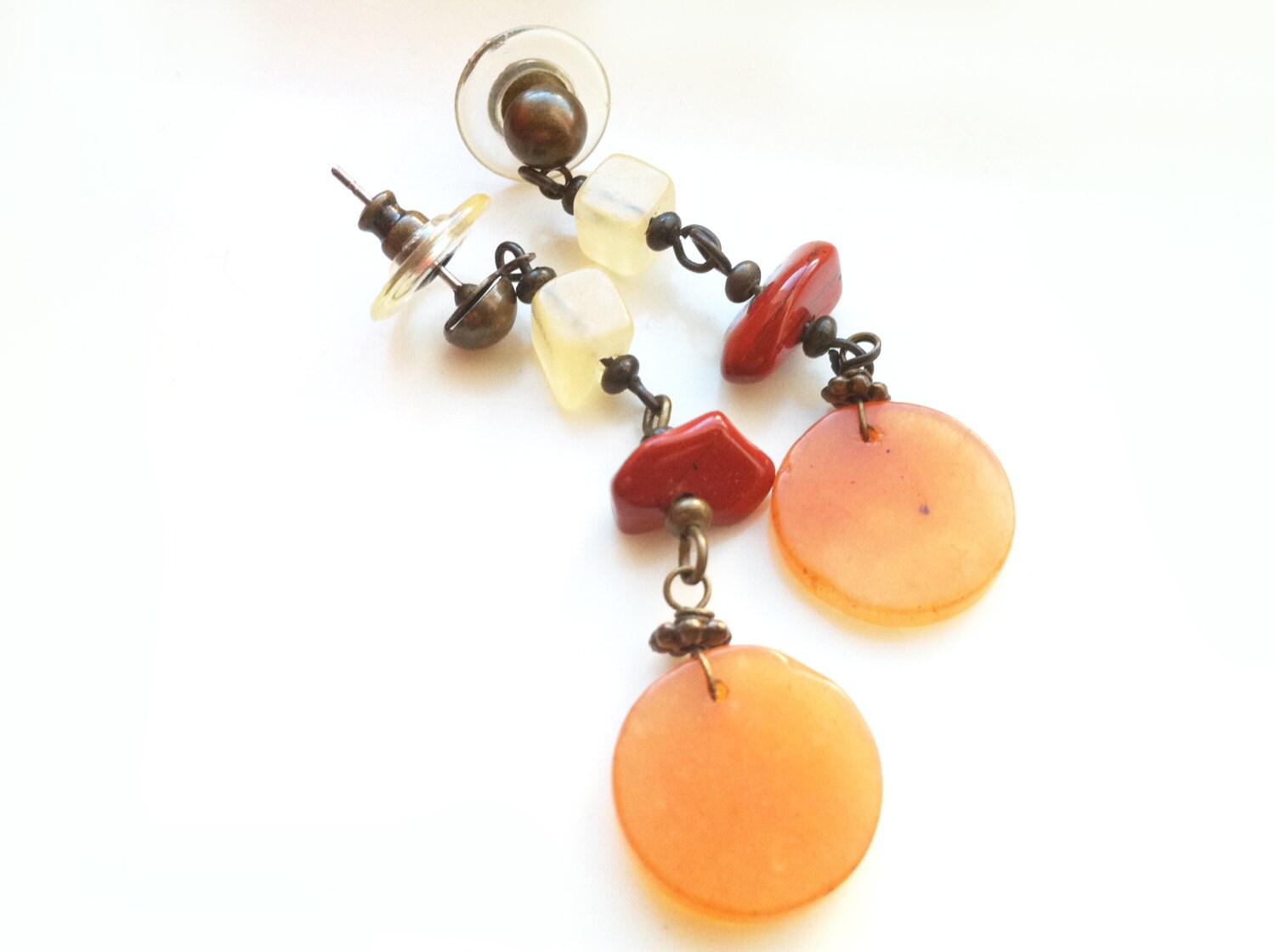 Bernstein Ohrringe, Edelstein Schmuck Aus Gelber Onyx Sandstein, Handgefertigter Schmuck, Unikat Von Taneesi von taneesijewelry