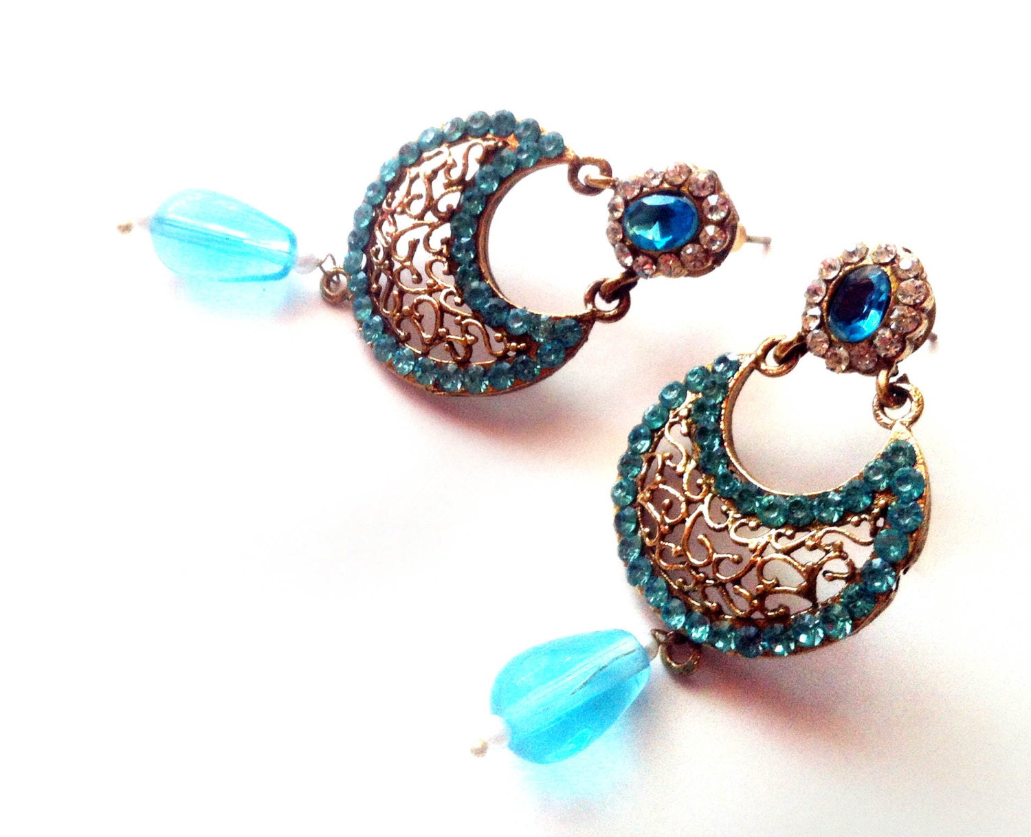 Clearance Verkauf Türkis Ohrringe-Gold Filigrane Ohrringe - Small-Post-Braut Schmuck-Brautjungfer Geschenk-Prom Handwerker Schmuck Von Taneesi von taneesijewelry