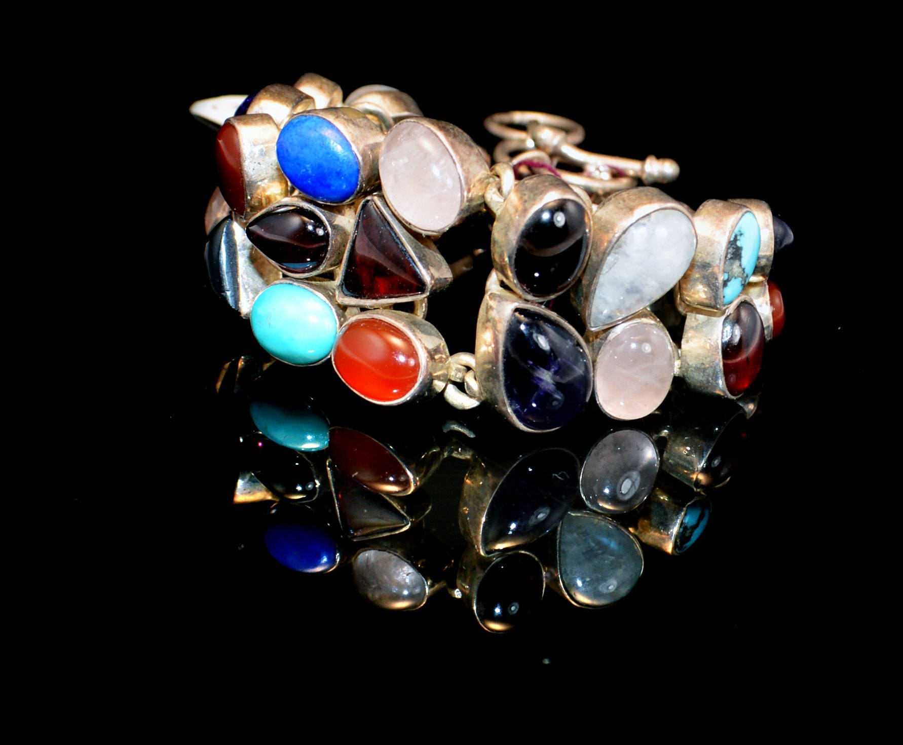 Edelstein-Armband, Onyx, Karneol, Lapislazuli, Türkis Armband Und Mondsteine Edlen Schmuck, Sterling Silber Durch Taneesi von taneesijewelry