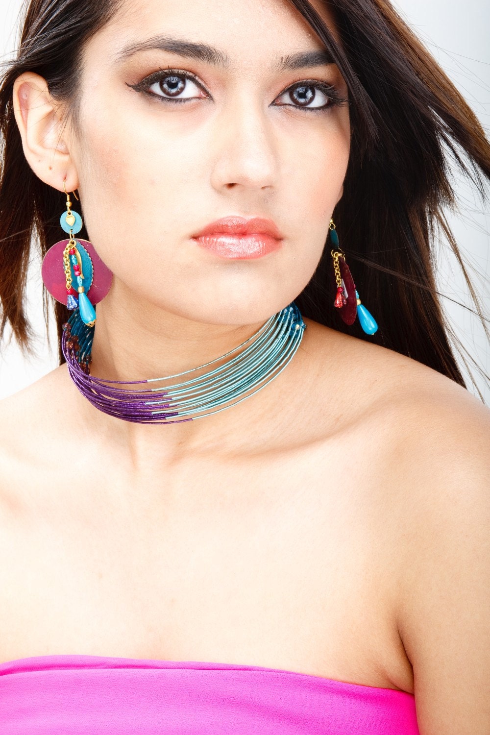 Halsband Halskette, Hot Pink Halskette Halsband, Clearance Verkauf Von Taneesi von taneesijewelry