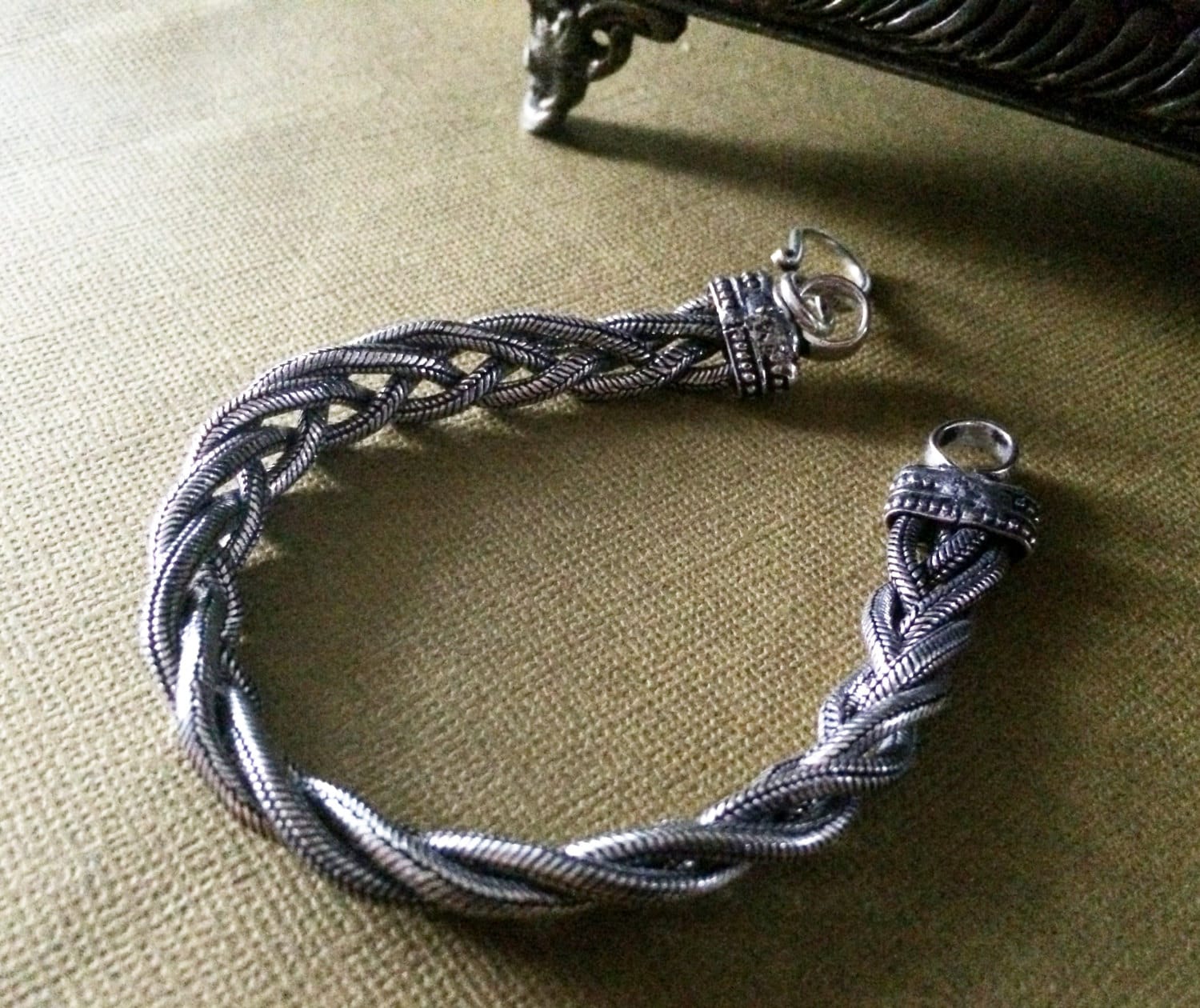 Herren Silber Kettenarmband, Geflochtene Kette, Weit Armband, Silber-Armband Für Frauen, Vintage-stil Von Taneesi von taneesijewelry