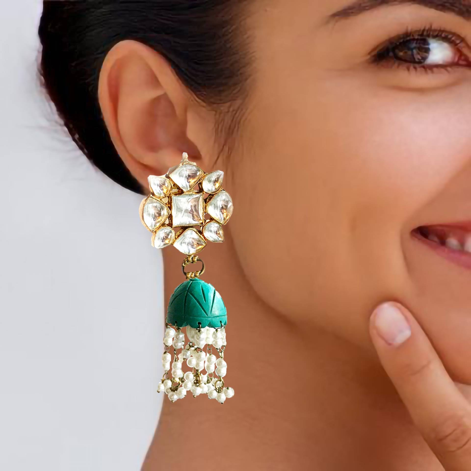 Jhumkas, Pearl Jhumka Ohrringe, Süßwasser-Zuchtperlen Lange Jhumkas, Kundan Ohrringe Von Taneesi von taneesijewelry